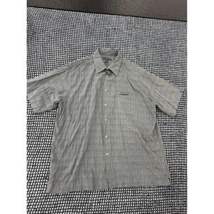 Van Heusen Studio Button Up Mens XL Gray Excellent Textured Grid Cotton Shirt